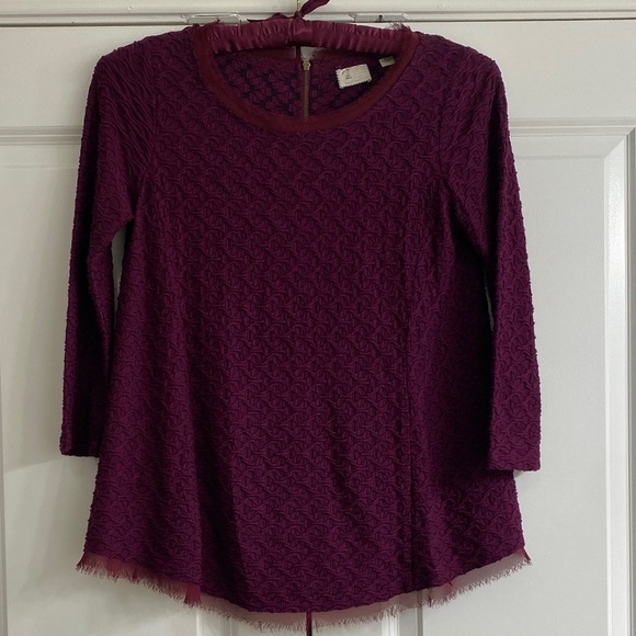 Anthropologie Postmark Textured Plum Blouse - Picture 1 of 7